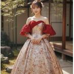  цветное платье красный розовый × красный установка рукав удален возможно длинное платье цветочный принт свадьба платье свадьба невеста передний .. презентация исполнение . платье отправка в тот же день cd23515