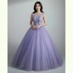 ショッピングコンクール 新商品 カラードレス 演奏会 発表会 結婚式 7号 9号 11号 花飾り 花柄刺繍 スパンコール  ラベンダー ノースリーブ Aライン 演奏会 コンクール 舞台衣装 cd24109