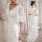 ショッピングウェディング ウェディングドレス ウエディングドレス 結婚式　前撮り スレンダー 半袖 袖あり  5号7号9号11号 ファスナートレーン 二次会 花嫁  後撮り即日発送　gcd80013