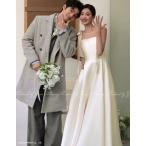 ウェディングドレス ウエディングドレス Aライン アイボリー 肩リボンストラップ 背中ファスナー 7号9号11号 結婚式 披露宴 2次会 即日発送 gcd80029