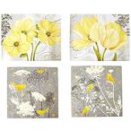(Two 36cm x 28cm and Two 30cm x 30cm Prints) - Beautiful Grey &amp; Yellow Post