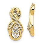 Solid 14k Yellow Gold Infinity Love Knot Symbol Diamond Earring Jackets Mou