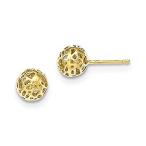 Solid 14k Yellow Gold Medium Unique Ball Post Studs Earrings 7.5mm