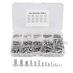 Screws Set, 250pcs M2/ M2.5/ M3 /M4/ M5/ M6/ M8/ M10 Machine Screws Set for