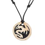 NOVICA Coconut Shell and Lava Stone Pendant Necklace, 14.5", Mighty Dragon'