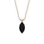 Solitaire Marquise Shaped 3/4 CT Certified Black Spinel Pendant, Unique Gol