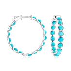 Ross-Simons Stabilized Turquoise Inside-Outside Hoop Earrings in Sterling S