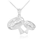 WHITE GOLD MUSHROOMS PENDANT NECKLACE - Gold Purity:: 10K, Pendant/Necklace