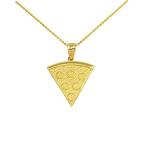 YELLOW GOLD PIZZA SLICE FRIENDSHIP PENDANT NECKLACE - Gold Purity:: 14K, Pe