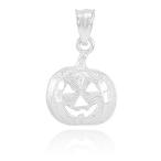 WHITE GOLD PUMPKIN HEAD CHARM PENDANT NECKLACE - Gold Purity:: 14K, Pendant