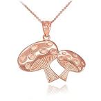 ROSE GOLD MUSHROOMS PENDANT NECKLACE - Gold Purity:: 14K, Pendant/Necklace