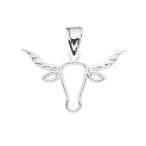 High Polish Open Work Texas Longhorn Bull Sterling Silver Pendant Necklace