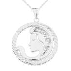 Diamond Virgo Zodiac In Rope Pendant Necklace In White Gold - Gold Purity::