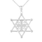 STAR OF DAVID JERUSALEM CROSS PENDANT NECKLACE IN WHITE GOLD - Gold Purity: