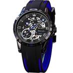 Men Rubber Watch,OLEVS Mens Unique Watches for Large Dial Black Face Luxury