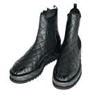  бесплатная доставка * возможен возврат товара! Chanel обувь Chanel здесь Mark matelasse со вставкой из резинки лодыжка короткие сапоги G45190 обувь кожа S[ б/у ]