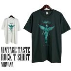 ヴィンテージロックtシャツ バンドtシャツ パンク ニルヴァーナ 天使ロゴ Mサイズ Lサイズ 黒色