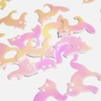 猫のホログラムD ピンクホワイト ネコ キャット ねこ オーロラ レジン封入 ミルキーカラー