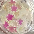 桜のホログラムE オーロラ ミルキーホワイト パリパリ ネイル レジン封入 チェリーブロッサム 春モチーフ フラワー