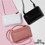 [ハローキティ] ポシェット ミニショルダーバッグ ヨコ型 スマホポーチ 本革 レザー お財布機能付き キティちゃん No.87116