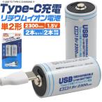 単2形 充電池  Type-C 充電リチウムイ