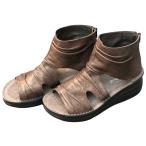 インコルジェ 4050 ダークブラウン 本革クロスベルトくしゅふわショートブーツサンダル 送料無料 INCHOLJE レディースシューズ サンダル 幅広ワイズ3E 本革 革靴