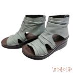 インコルジェ 4050 ライトブルー 本革クロスベルトくしゅふわショートブーツサンダル 送料無料 INCHOLJE レディースシューズ サンダル 幅広ワイズ3E 本革 革靴