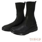 インコルジェ8172 ダークブラウン ヒール高ショートニットブーツ 送料無料 INCHOLJE レディースシューズ ブーツ 幅広ワイズ3E 本革 革靴 レザーシューズ DARKBRO