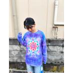 ショッピングアート作品 タイダイ 長袖 Tシャツ Lサイズ 曼荼羅模様 パープルブルー