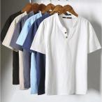 Tシャツ メンズ 半袖 ヘンリーネッ�