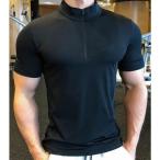 加圧シャツ 着圧 冷感 半袖 加圧インナー スポーツウェア トレーニングウェア ジップ ハイネック スポーツシャツ メンズ