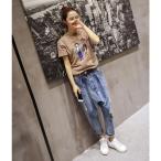  весна осень Denim 9 минут длина шаровары свободно повреждение джинсы женский шт . широкий Asian ba Rune брюки G хлеб Denim брюки casual 