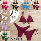 ショッピングビキニ 水着 ビキニ レディースホルターネック ワイヤービキニ オトナ女子 バスト 盛れる 3点セット ブラジリアンママ水着 レースかわいい 三角ビキニ