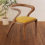デスクチェア 1脚単品 WOL ウォールナット塗装 天然木 無垢材 シート色:イエロー