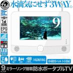 ポータブルテレビ 9インチ 防水IPX5 Wi-Fi Miracast 画面ミラーリング対応 地デジ録画機能搭載 3WAY 3電源対応 車載用バッグ付属