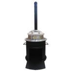 (徳用3点セット) 特撰国産品 激務に耐える マルタ印 末代かまど 1斗用 (羽釜36cm 釜木蓋38cm付) 4mm鋼板 煙突付きカマド　(zs)