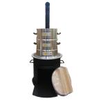 (徳用5点セット) 特撰国産品 激務に耐える 末代かまど 1斗用 (羽釜36cm 公徳セイロ36cm×2 釜木蓋38cm 麻ふかし布90×90 2枚付) 4mm鋼板 煙突付きカマド　(zs)