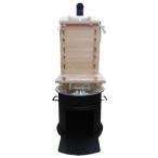 (徳用3点セット) 特撰国産品 激務に耐える マルタ印 末代かまど 1斗用 (羽釜36cm 桧セイロ9寸27cm3段 麻ふかし布66×68 3枚付) 4mm鋼板 煙突付きカマド zs