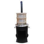 (徳用4点セット) 特撰国産品 激務に耐える マルタ印 末代かまど 1斗用 (羽釜36cm 桧和せいろ36cm2段蓋付 綿ふかし布赤88×88cm2枚) 4mm鋼板 煙突付きカマド