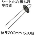 (500組) Uピン杭 (黒丸付) 杭足長 20cm (10P×50) シート止め 黒丸君 ヘアピン杭 傘付き 4穴 (黒) シート押さえ シートピン Ｕピン シンセイ (法人or個人選択)