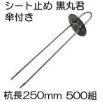 (500組) Uピン杭 (黒丸付) 杭足長 25cm (10P×50) シート止め 黒丸君 ヘアピン杭 傘付き 4穴 (黒) シート押さえ シートピン Ｕピン シンセイ (法人or個人選択)
