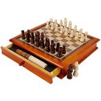 Juegoal Wooden Chess &amp; Checkers Set with Storage Drawer, 12 Inch Classic 2