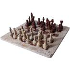 Unique Hand Carved Fossil Coral Stone &amp; White Onyx Marble Chess Set - Inclu