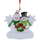 Snowman Family of 2 Personalized Christmas Ornamen, Resin Snowflake Family