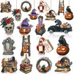 36 Pcs Halloween Wood Ornaments Vintage Halloween Decorations for Tree Skul