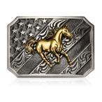 KOORASY Western Belt Buckle Cowboy Rodeo Brass Running Horse Belt Buckles f