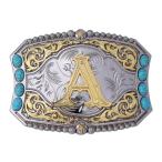 Btilasif Western Belt Buckle Cowboy Rodeo Initial Letters ABCDEFG to Z Turq