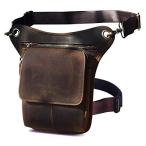 Le'aokuu Mens Genuine Leather Messenger Riding Hip Bum Waist Pack Drop Leg