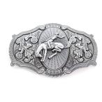 TFJ Men Belt Buckle Metal Western Cowboys Rodeo Dark Silver Riding Horse Fi