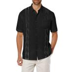 COOFANDY мужской короткий рукав linen рубашка кий ba пляж tops карман кнопка down рубашка US размер : X-Large цвет : черный 